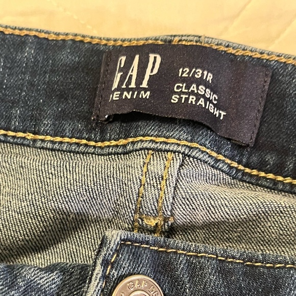 Gap Classic Straight Fit Jeans Women Size 12 (31) Regular Blue Stretch Dark Wash - Picture 5 of 10